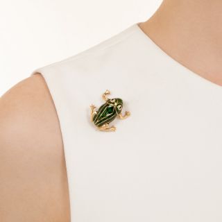 Estate Enamel Frog Brooch