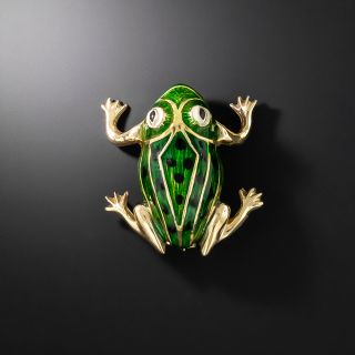 Estate Enamel Frog Brooch - 2