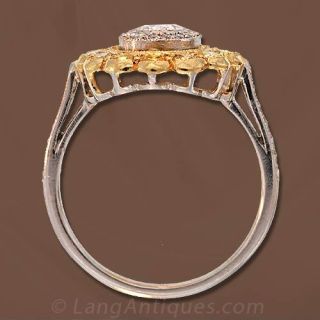 Estate Engagement Ring with Fancy Yellow Diamonds