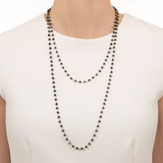 Estate Faceted Black Diamond Bead Necklace