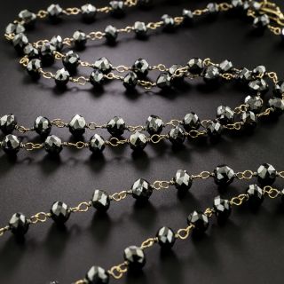 Estate Faceted Black Diamond Bead Necklace - 2