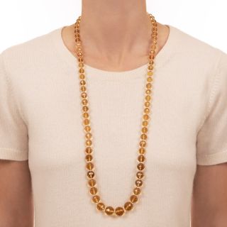 Estate Faceted Citrine and Rock Crystal Bead Necklace