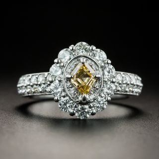 Estate Fancy Color Kite-Shaped Diamond Halo Ring - GIA - 3