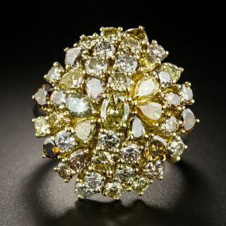 Estate Fancy Colored Diamond Cluster Ring - 2