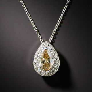 Estate Fancy Colored Pear Shape Diamond Drop - 2