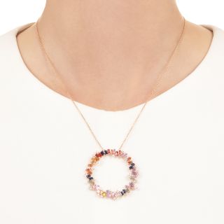 Estate Fancy-Colored Sapphire and Diamond Circle Necklace