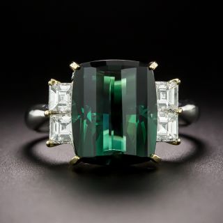 Estate Fancy-Cut 5.48 Carat Tourmaline and Diamond Ring - 2