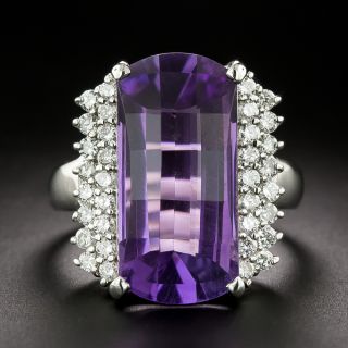 Estate Fancy-Cut Amethyst And Diamond Ring - 3