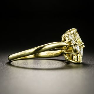 Estate Fancy Yellow and White Diamond Cluster Ring