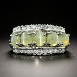 Estate Five-Stone Cat's Eye Chrysoberyl and Diamond Ring - 2