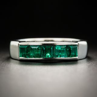Estate Five-Stone Emerald Band Ring - 1