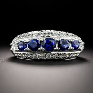 Estate Five-Stone Sapphire and Diamond Band Ring - 2