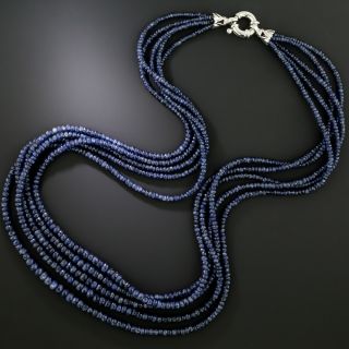 Estate Five-Strand Faceted Sapphire Bead Necklace - 2