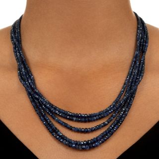 Estate Five-Strand Faceted Sapphire Bead Necklace