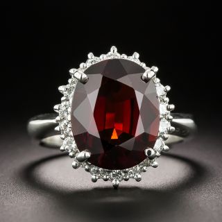 Estate Garnet and Diamond Halo Ring - 3