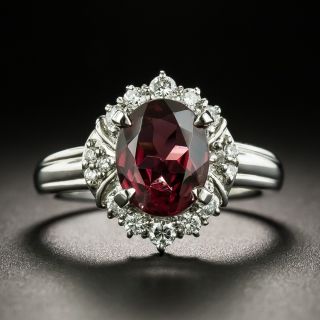 Estate Garnet and Diamond Halo Ring - 2