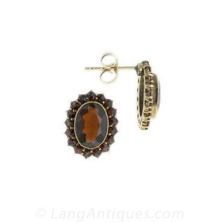 Estate Garnet Cluster Earrings