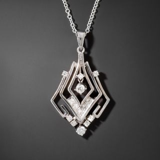 Estate Geometric Diamond Pendant - 3