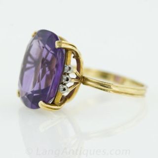 Estate Gold, Amethyst and Diamond Ring