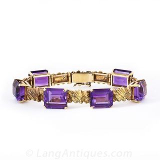 Estate Gold and Amethyst Link Bracelet