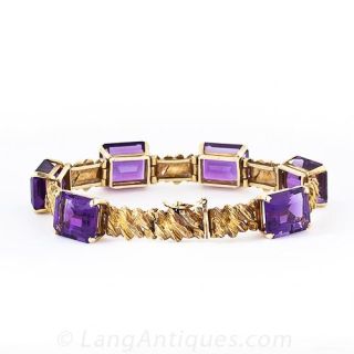 Estate Gold and Amethyst Link Bracelet