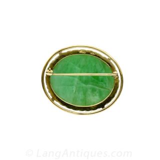 Estate Gold and Carved Jade Brooch