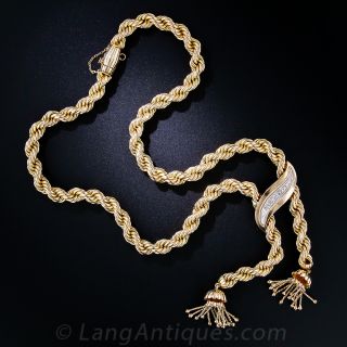 Estate Gold and Diamond Tassel Necklace