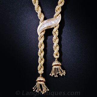 Estate Gold and Diamond Tassel Necklace