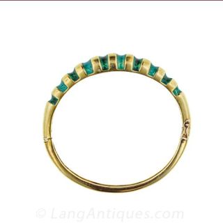 Estate Green Enamel Bangle Bracelet