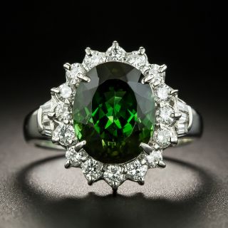 Estate Green Tourmaline and Diamond Halo Ring - 3