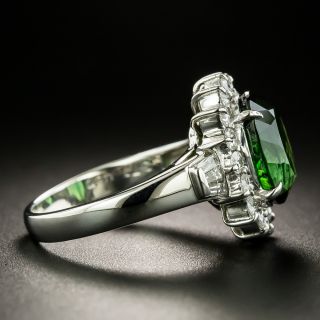 Estate Green Tourmaline and Diamond Halo Ring