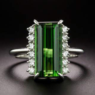 Estate Green Tourmaline and Diamond Ring - 2