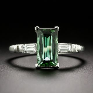 Estate Green Tourmaline and Diamond Ring - 2