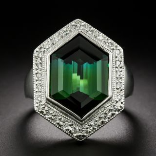 Estate Hexagonal Tourmaline and Diamond Ring - 3