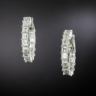 Estate Inside/Outside Square-Cut Diamond Hoop Earrings, 3.00 Carats - 3