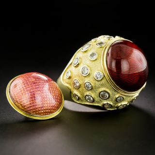 Estate Interchangeable Enamel 18K Ring by Robert Whiteside - 2
