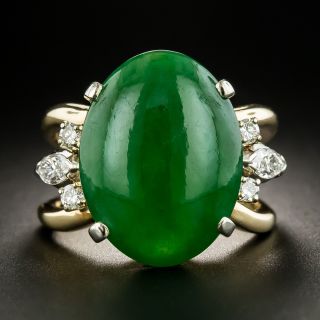 Estate Jade and Diamond Ring - 2