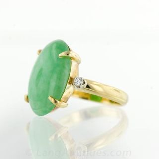 Estate Jade and Diamond Ring from Gumps of San Francisco