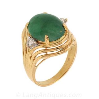 Estate Jade and Diamond Ring
