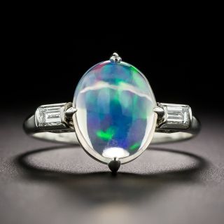 Estate Jelly Opal and Diamond Ring - 3