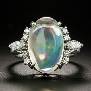 Estate Jelly Opal and Diamond Ring - 1