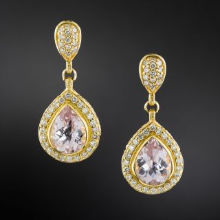 Estate Kunzite and Diamond 18K Dangle Earrings by Stephen Dweck - 2