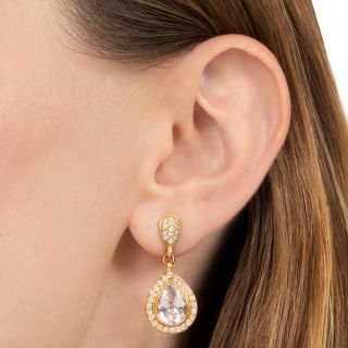 Estate Kunzite and Diamond 18K Dangle Earrings by Stephen Dweck