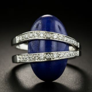 Estate Lapis and Diamond Moderne Ring  - 3