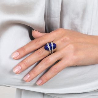 Estate Lapis and Diamond Moderne Ring 