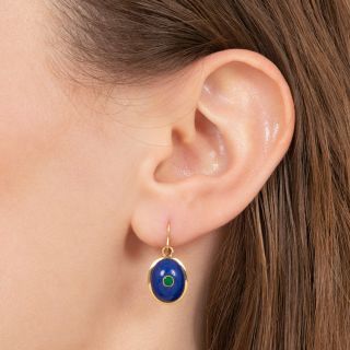 Estate Lapis and Emerald Earrings