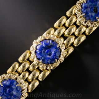 Estate Lapis and Gold Link Bracelet - 1