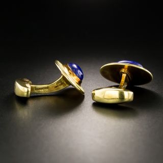 Estate Lapis and Yellow Enamel Cufflinks by Deakin & Francis