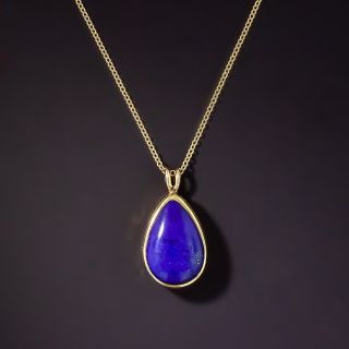 Estate Lapis Lazuli Drop Solitaire Pendant - 2