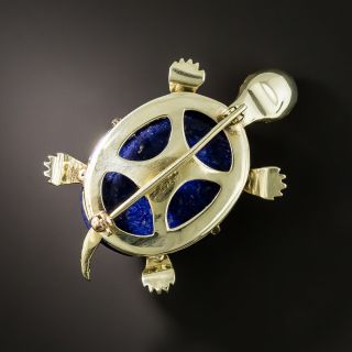 Estate Lapis Lazuli Turtle Brooch